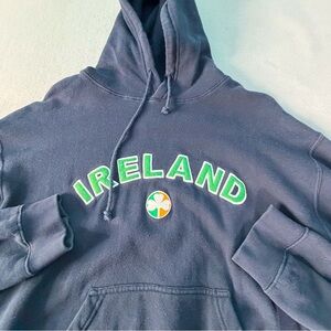 Lansdowne Ireland Hoodie Mens Large Navy Shamrock Pullover Sweatshirt Cotton